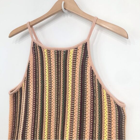 Madewell Janson Crochet Earth Tone Rainbow Stripe Tank Sweater Top - Picture 10 of 13